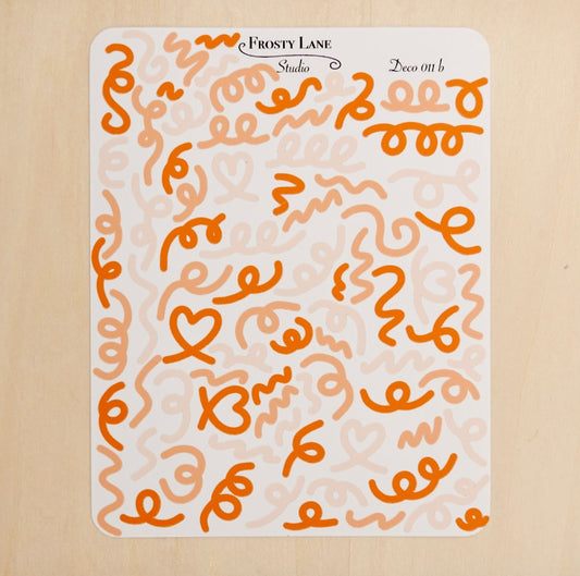 Deco011.b. Orange Confetti Outline Sticker Sheet