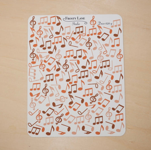 Deco020.g. Brown Music Notes Sticker Sheet