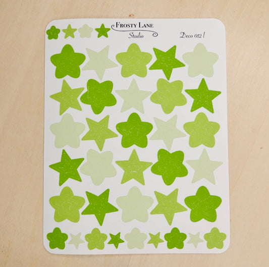 Deco012.l.Lime Green Star Outline Sticker Sheet