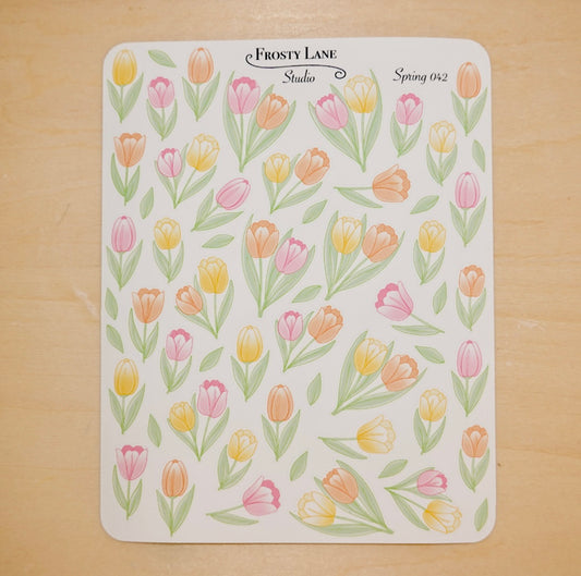 Spring042. Tulip Sticker Sheet (yellow, orange, and pink)