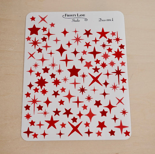 Deco004.k. Red Sparkles Sticker Sheet