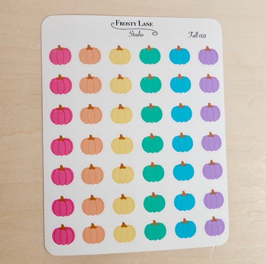 Fall021. Rainbow Mini Pumpkin Sticker Sheet