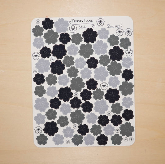 Deco022.h. Black Sakura Outline Sticker Sheet