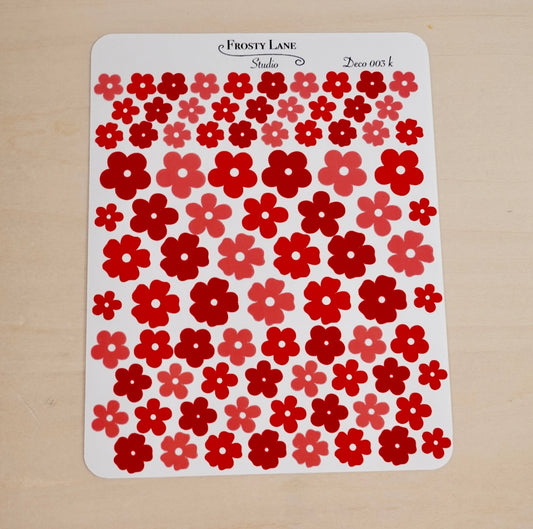 Deco003.k. Red Flower Sticker Sheet