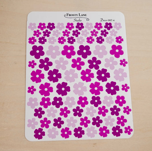 Deco003.n. Fushia Flower Sticker Sheet