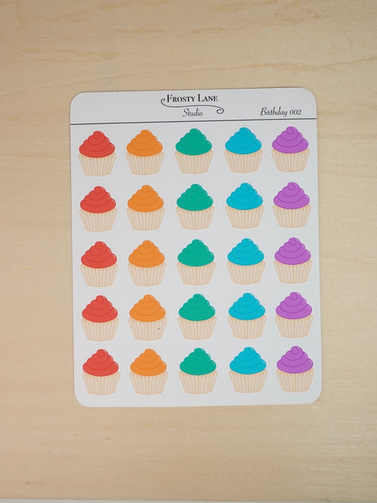 Birthday002. Cupcake Sticker Sheet