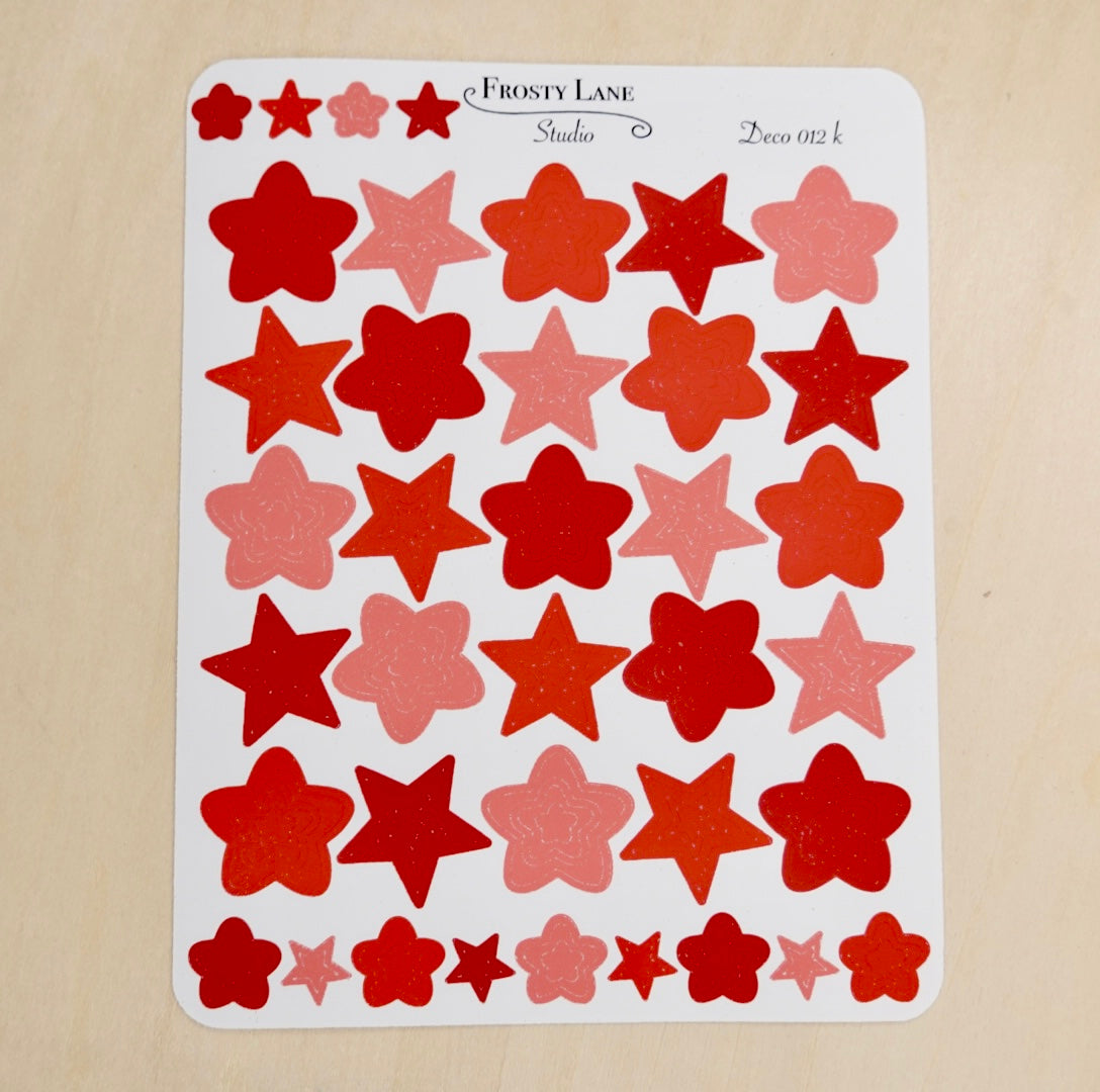 Deco012.k.Red Star Outline Sticker Sheet