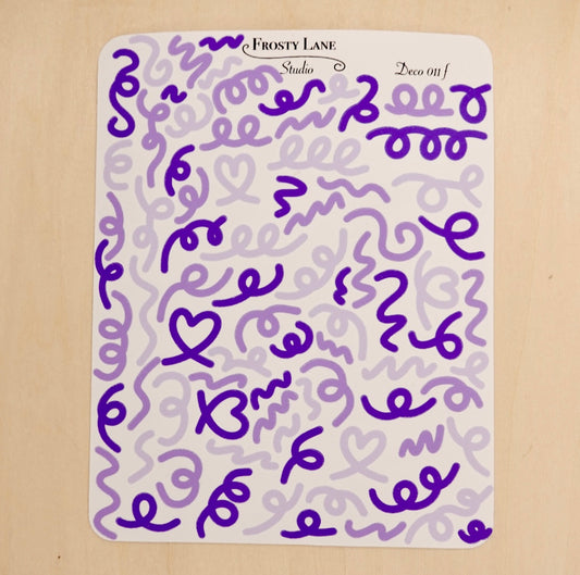 Deco011.f. Purple Confetti Outline Sticker Sheet