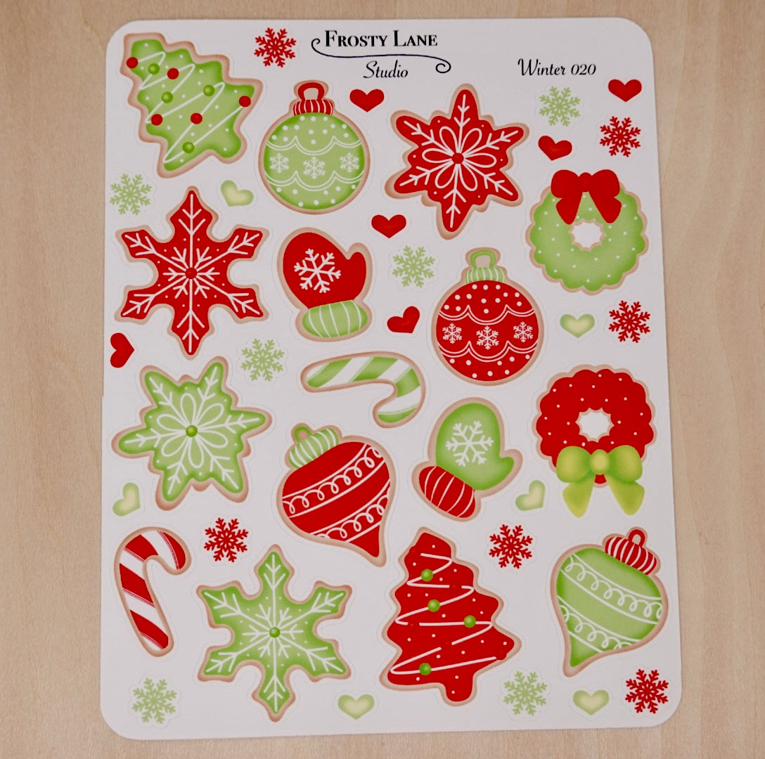 Winter020. Red and Green Sugar Cookie Sticker Sheet