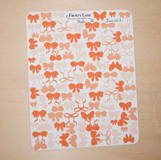 Deco024.b. Orange Bow Sticker Sheet