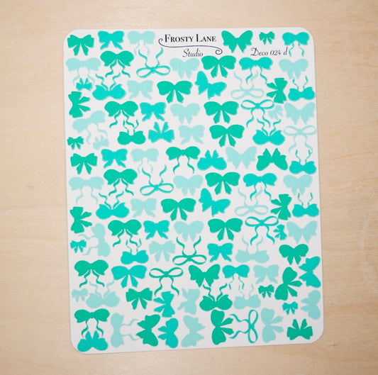 Deco024.d. Green Bow Sticker Sheet
