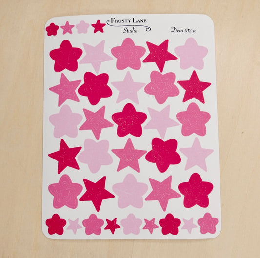Deco012.a.Pink Star Outline Sticker Sheet