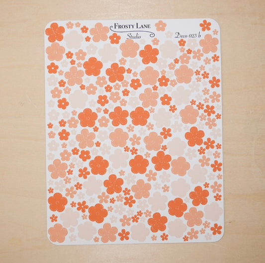 Deco023.b. Orange Mini Flower Sticker Sheet