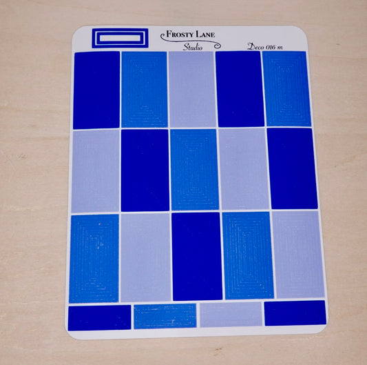 Deco016.m. Royal Blue Rectangle Outline Sticker Sheet