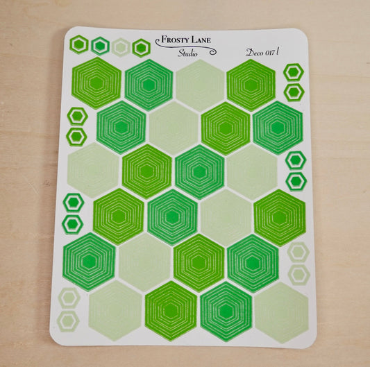 Deco017.l. Lime Hexagon Outline Sticker Sheet