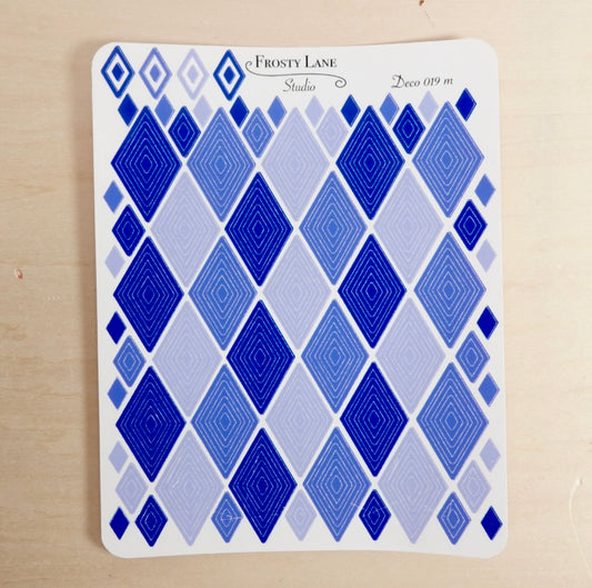 Deco019.m. Royal Blue Diamond Outline Sticker Sheet