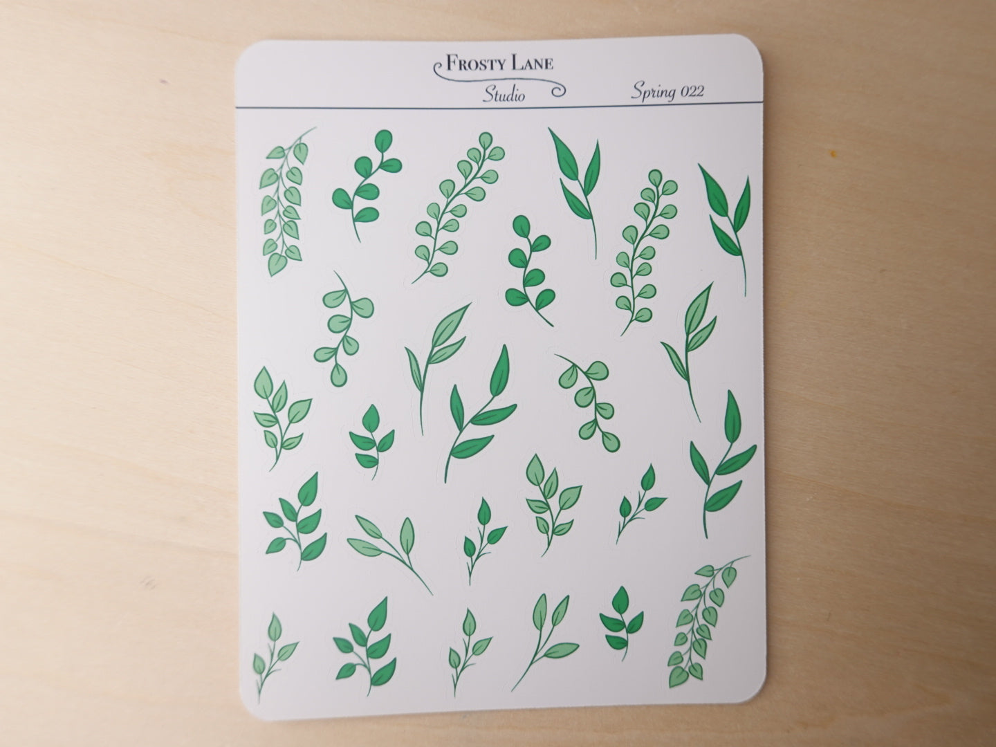 Spring022. Green Leaves Sticker Sheet