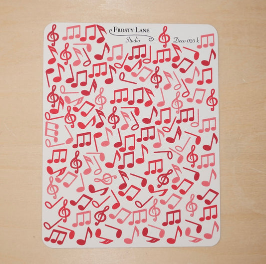 Deco020.k. Red Music Notes Sticker Sheet