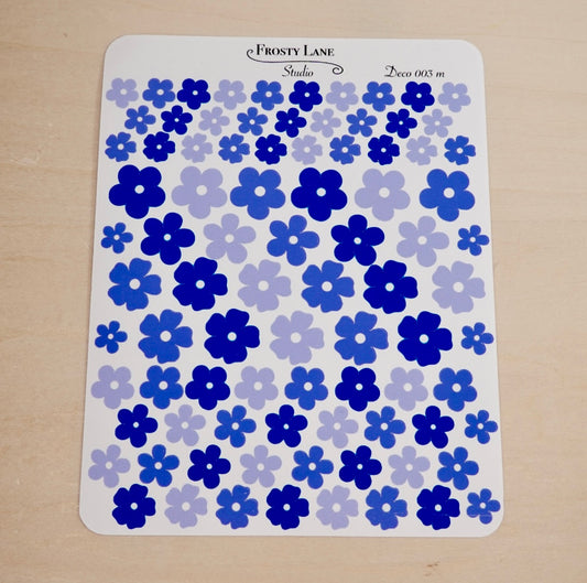 Deco003.m. Royal Blue Flower Sticker Sheet
