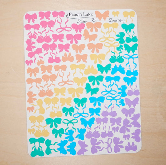Deco024.j. Rainbow Bow Sticker Sheet