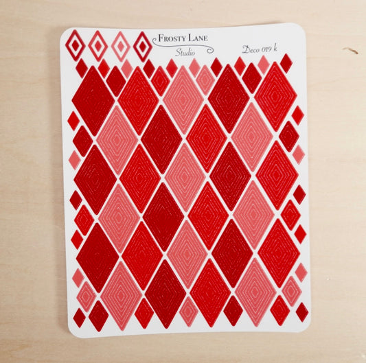 Deco019.k. Red Diamond Outline Sticker Sheet