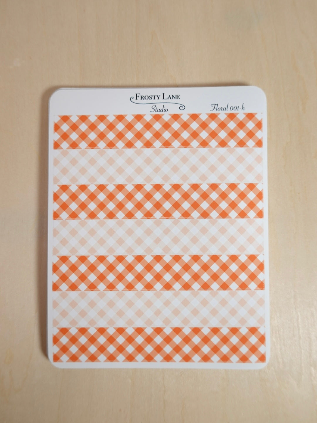 Floral 001 H. Orange Gingham Washi Strip Sticker Sheets
