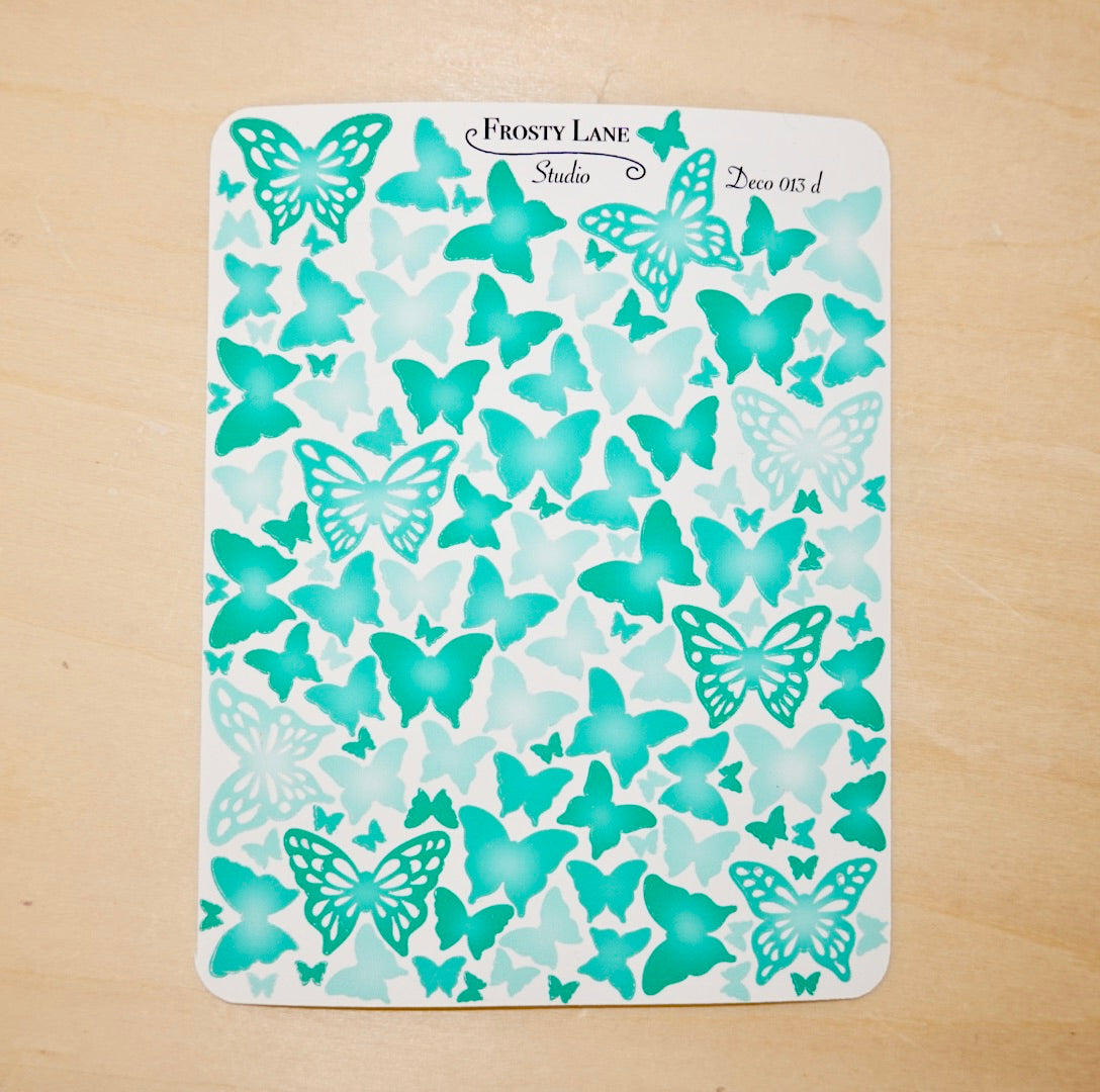 Deco013.d. Green Butterfly Sticker Sheet