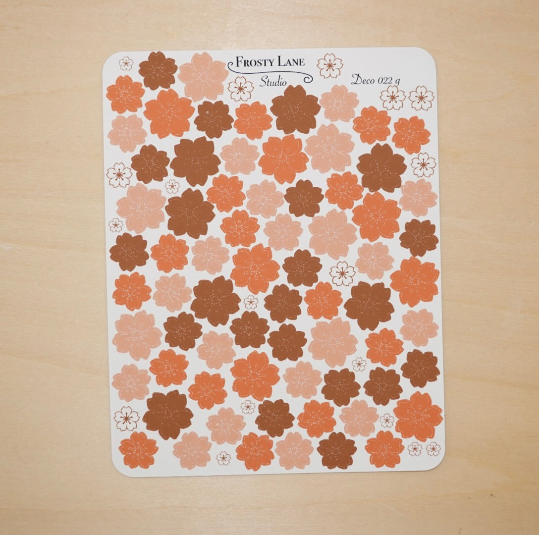 Deco022.g. Brown Sakura Outline Sticker Sheet