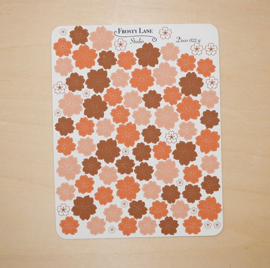 Deco022.g. Brown Sakura Outline Sticker Sheet
