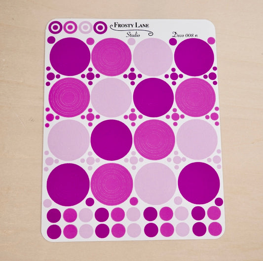 Deco008.n. Fuchsia Circle Outline Sticker Sheet