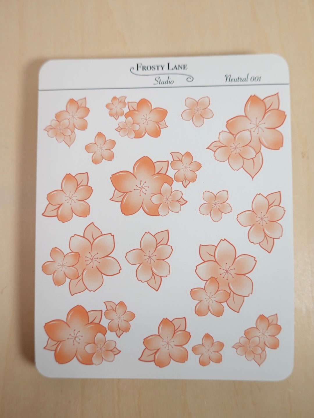 Neutral001. Brown Cherry Blossom Sticker Sheets