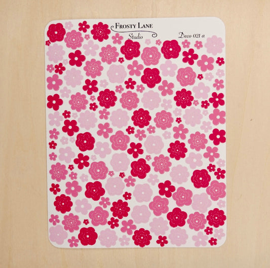 Deco021.a.Pink Flower Outline Sticker Sheet