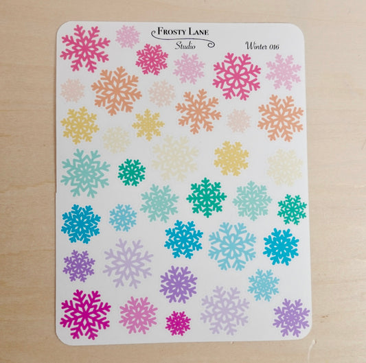 Winter016. Rainbow Snowflake Sticker Sheet