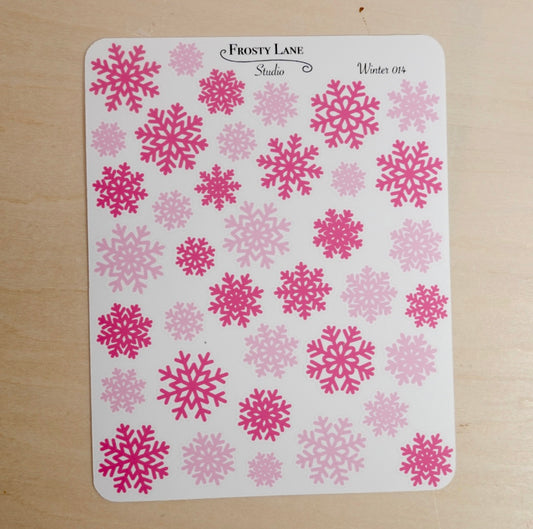 Winter014. Pink Snowflake Sticker Sheet
