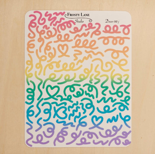 Deco011.j. Rainbow Confetti Outline Sticker Sheet