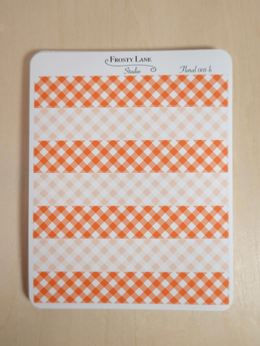 Floral 001 H. Orange Gingham Washi Strip Sticker Sheets
