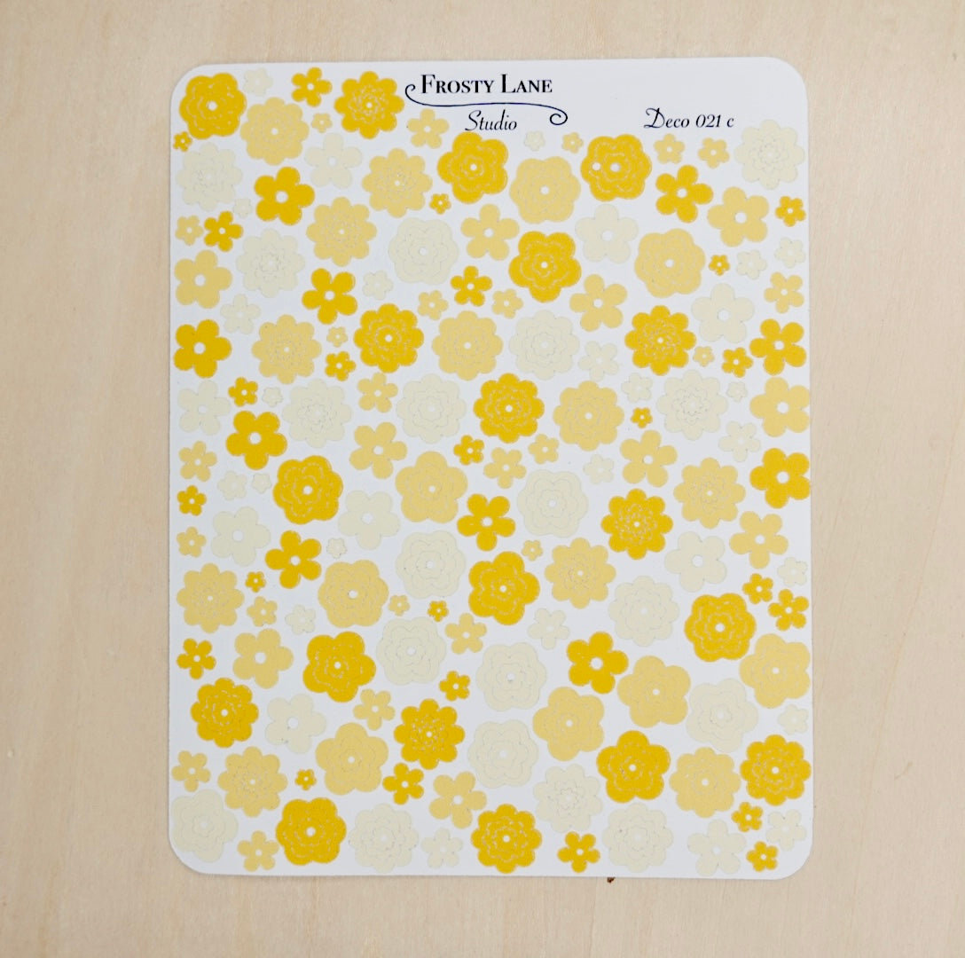 Deco021.c. Yellow Flower Outline Sticker Sheet