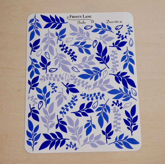 Deco014.m. Royal Blue Foliage Sticker Sheet