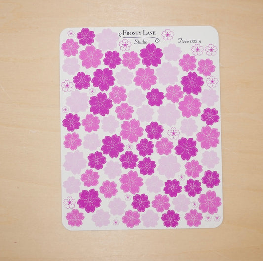 Deco022.n. Fuchsia Sakura Outline Sticker Sheet