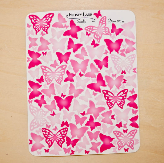Deco013.a. Pink Butterfly Sticker Sheet