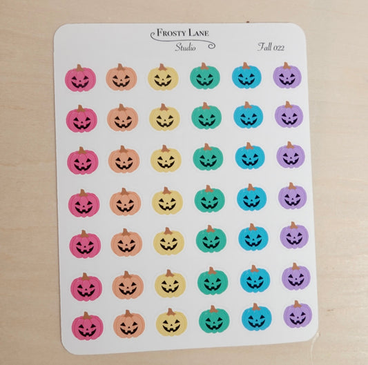 Fall022. Rainbow Mini Jack o Lantern Pumpkin Sticker Sheet