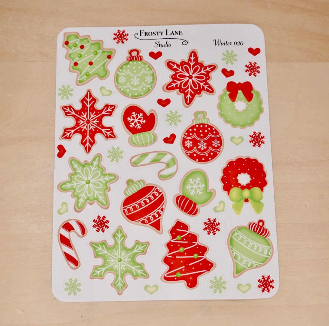 Winter020. Red and Green Sugar Cookie Sticker Sheet