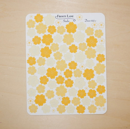 Deco022.c. Yellow Sakura Outline Sticker Sheet