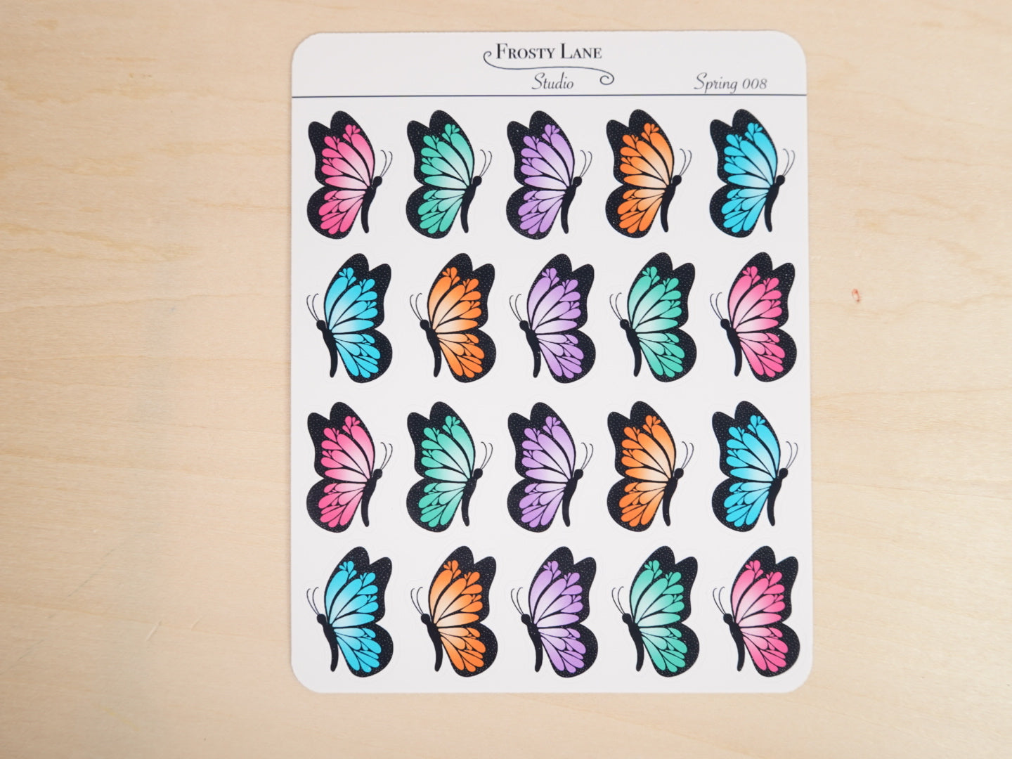 Spring008. Colorful Butterfly Sticker Sheet
