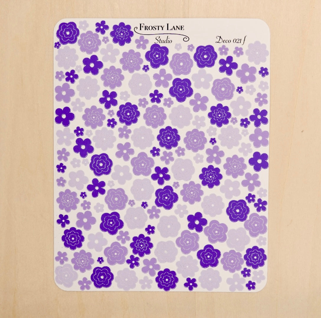Deco021.f. Purple Flower Outline Sticker Sheet