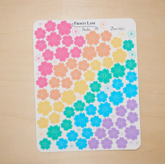 Deco022.j. Rainbow Sakura Outline Sticker Sheet