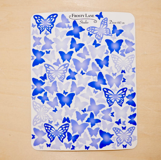 Deco013.m. Royal Blue Butterfly Sticker Sheet