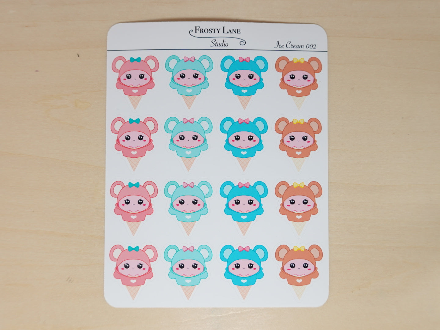 IceCream002. Ice Cream Bear Hoodie Sticker Sheet
