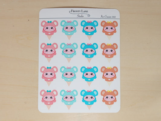 IceCream002. Ice Cream Bear Hoodie Sticker Sheet