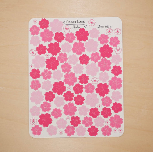 Deco022.a. Pink Sakura Outline Sticker Sheet